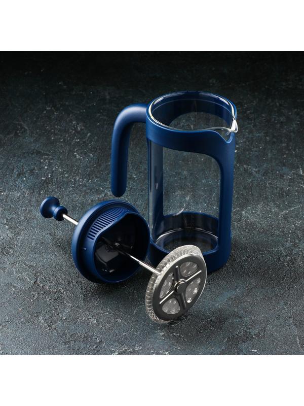 Френч-пресс стеклянный Magistro «Хельсинки», 350 мл, цвет тёмно-синий