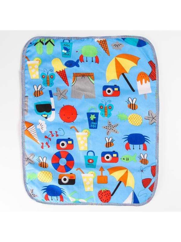 Пеленка на непромокаемой основе, 50х65 см., голубой МИКС