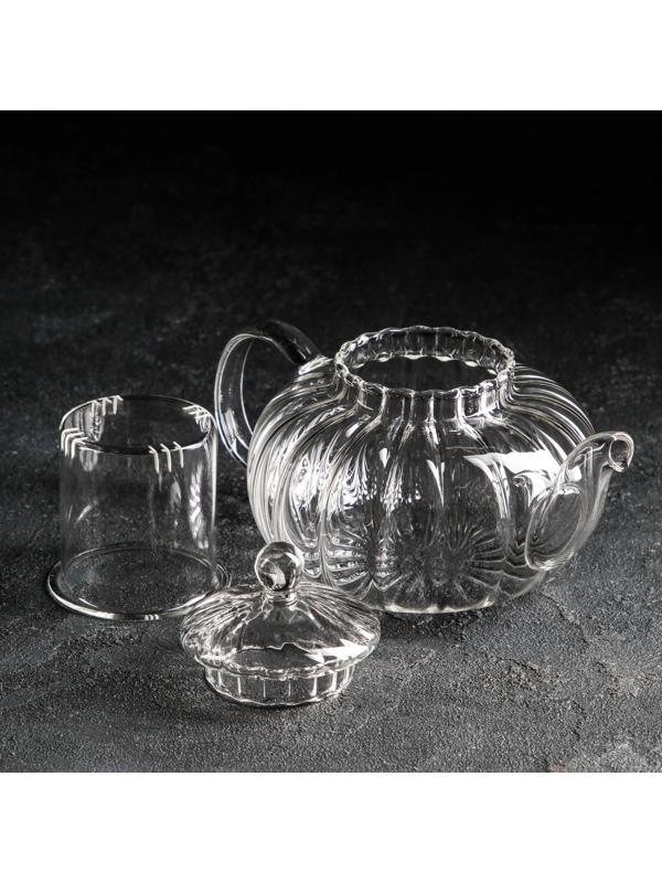 Чайник заварочный со стеклянной крышкой и ситом «Диана», 800 мл