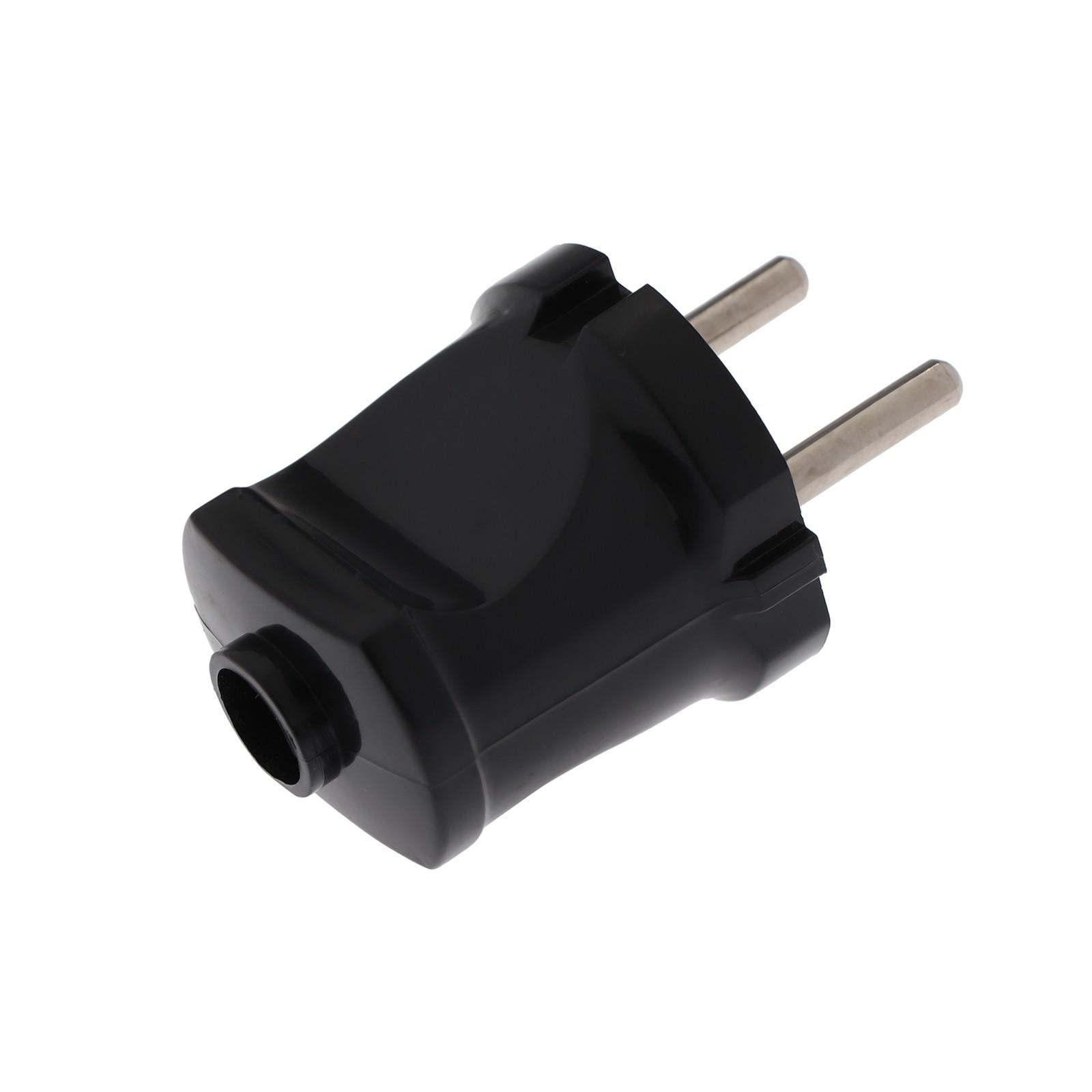 Вилка прямая, 10 А, 250 В, без з/к, черная