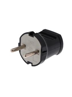 Вилка прямая, 10 А, 250 В, без з/к, черная