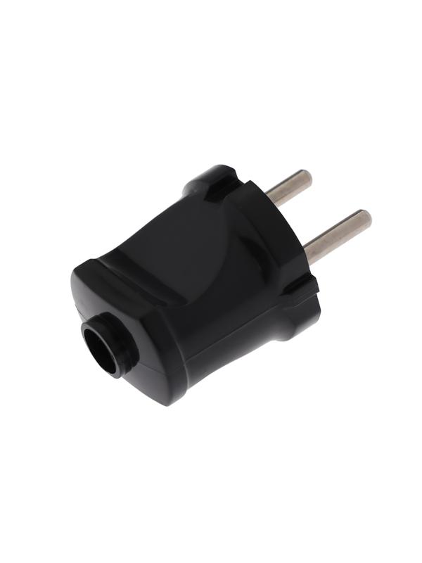 Вилка прямая, 10 А, 250 В, без з/к, черная