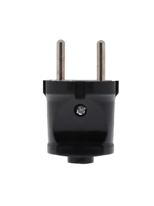 Вилка прямая, 10 А, 250 В, без з/к, черная