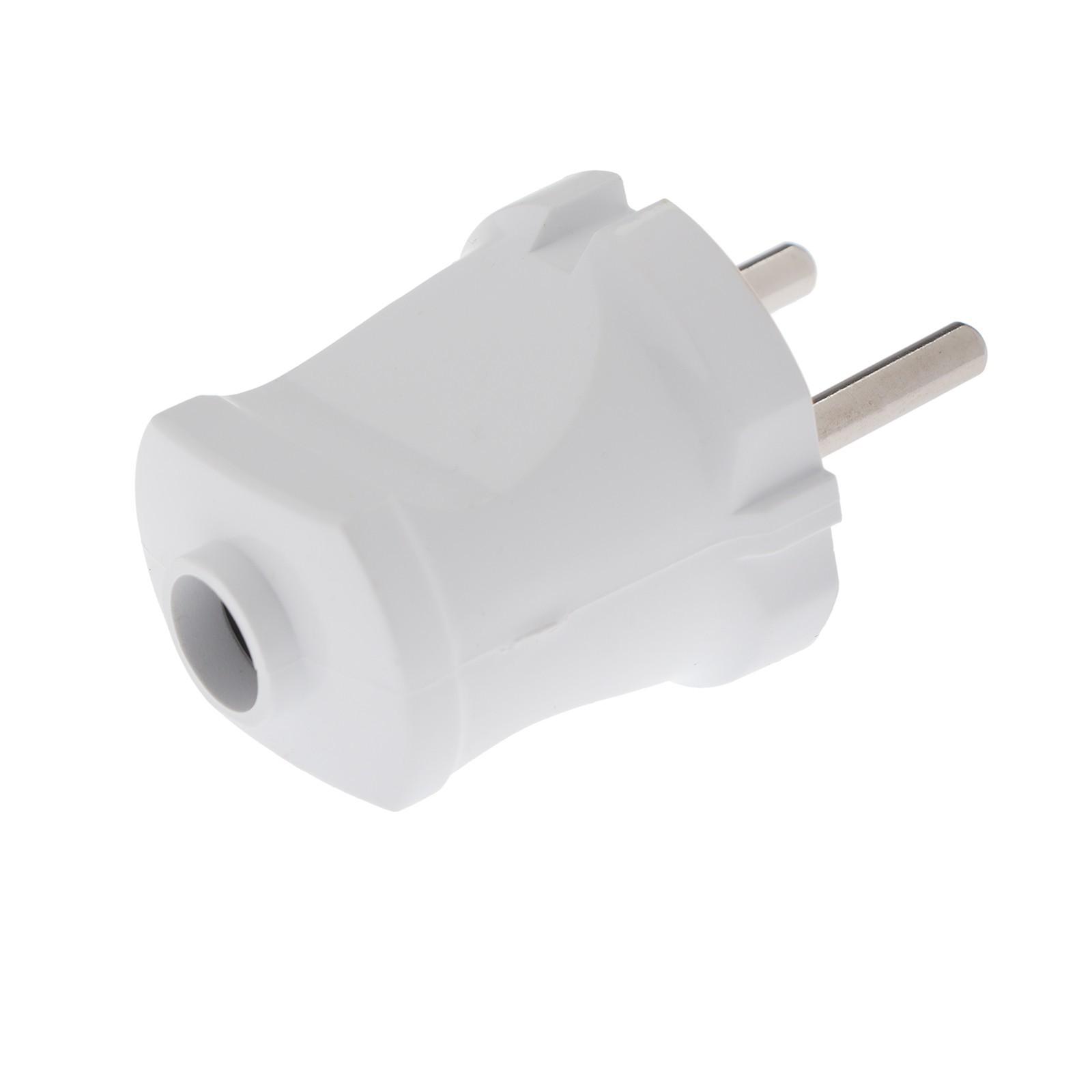 Вилка прямая, 10 А, 250 В, без з/к, белая