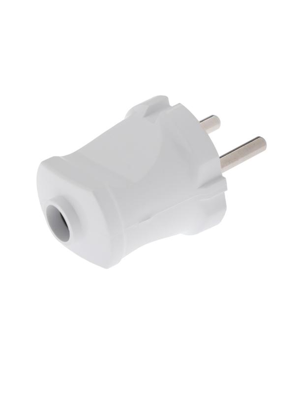 Вилка прямая, 10 А, 250 В, без з/к, белая