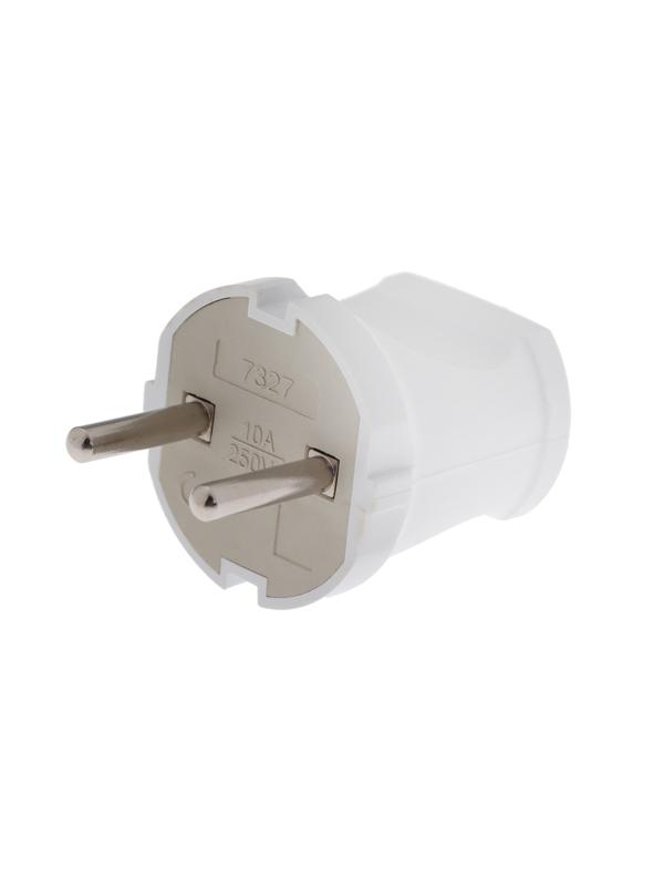 Вилка прямая, 10 А, 250 В, без з/к, белая