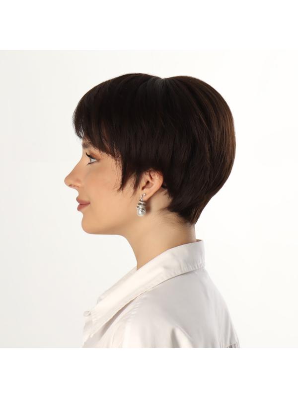 Парик искусственный, с чёлкой, имитация кожи, 16 см, 160 гр, цвет каштановый(#SHT8)