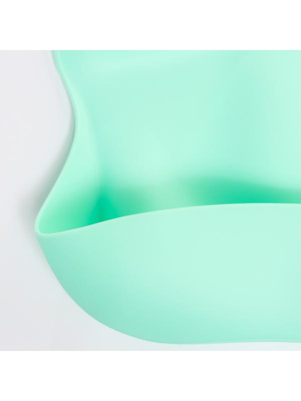 Нагрудник для кормления силиконовый с карманом, цвет бирюзовый