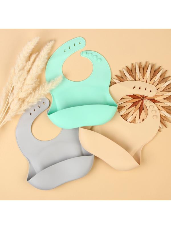 Нагрудник для кормления силиконовый с карманом, цвет бирюзовый