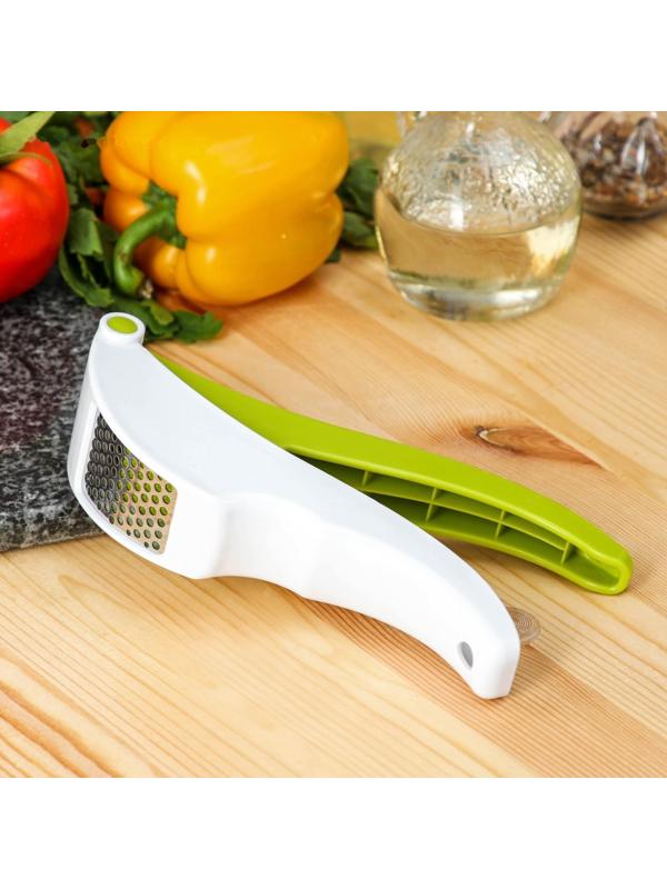 Пресс для чеснока Доляна Vegan, 19,5 см, цвет бело-зелёный