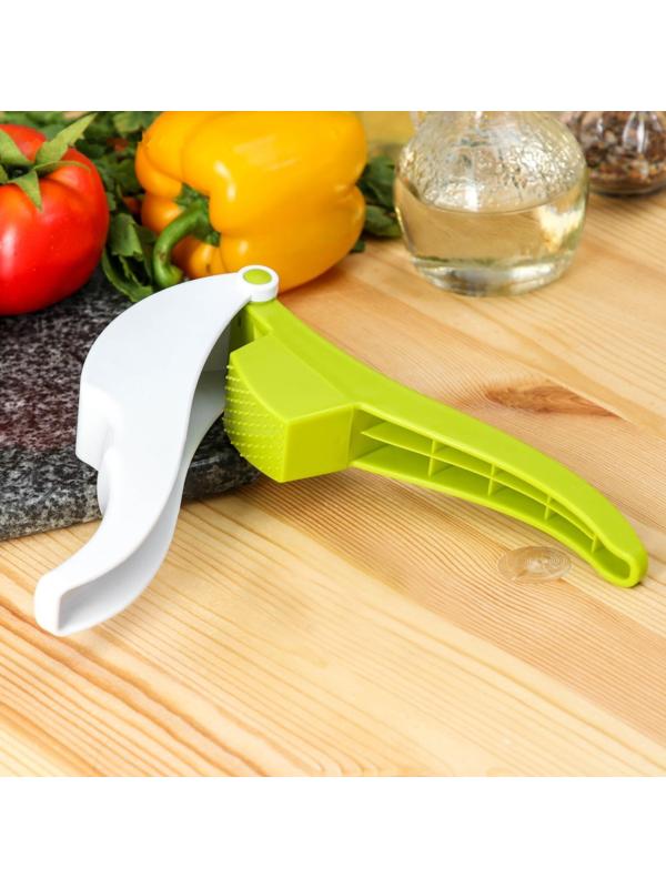 Пресс для чеснока Доляна Vegan, 19,5 см, цвет бело-зелёный