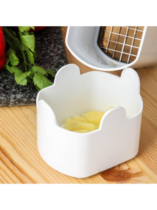 Слайсер для картофеля Magistro Vegan pro, 2 насадки и пушер, 10×8×14,5 см, цвет чёрно-белый