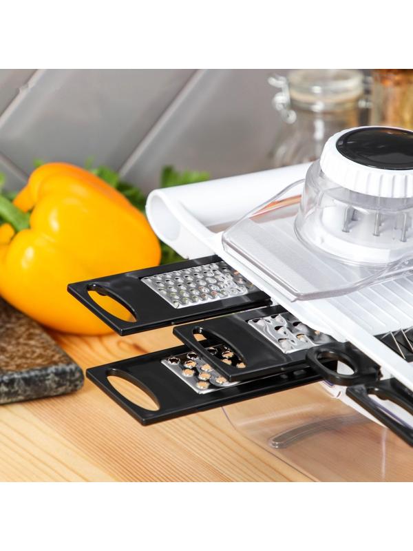 Слайсер универсальный Magistro Vegan pro, 5 насадок, 31,8×13,7×9 см, цвет чёрно-белый