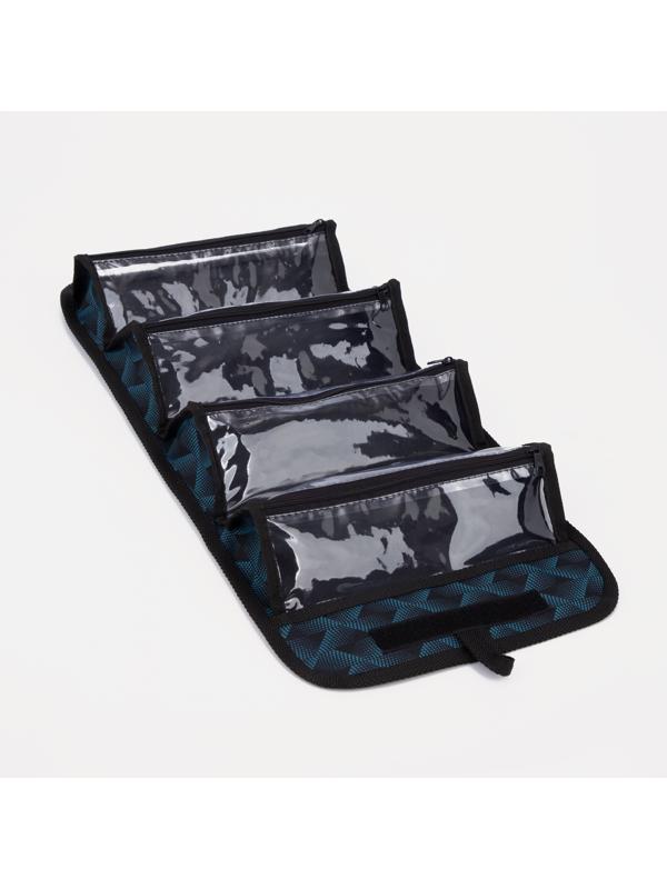 Косметичка, 4 отдела на молниях, цвет чёрный