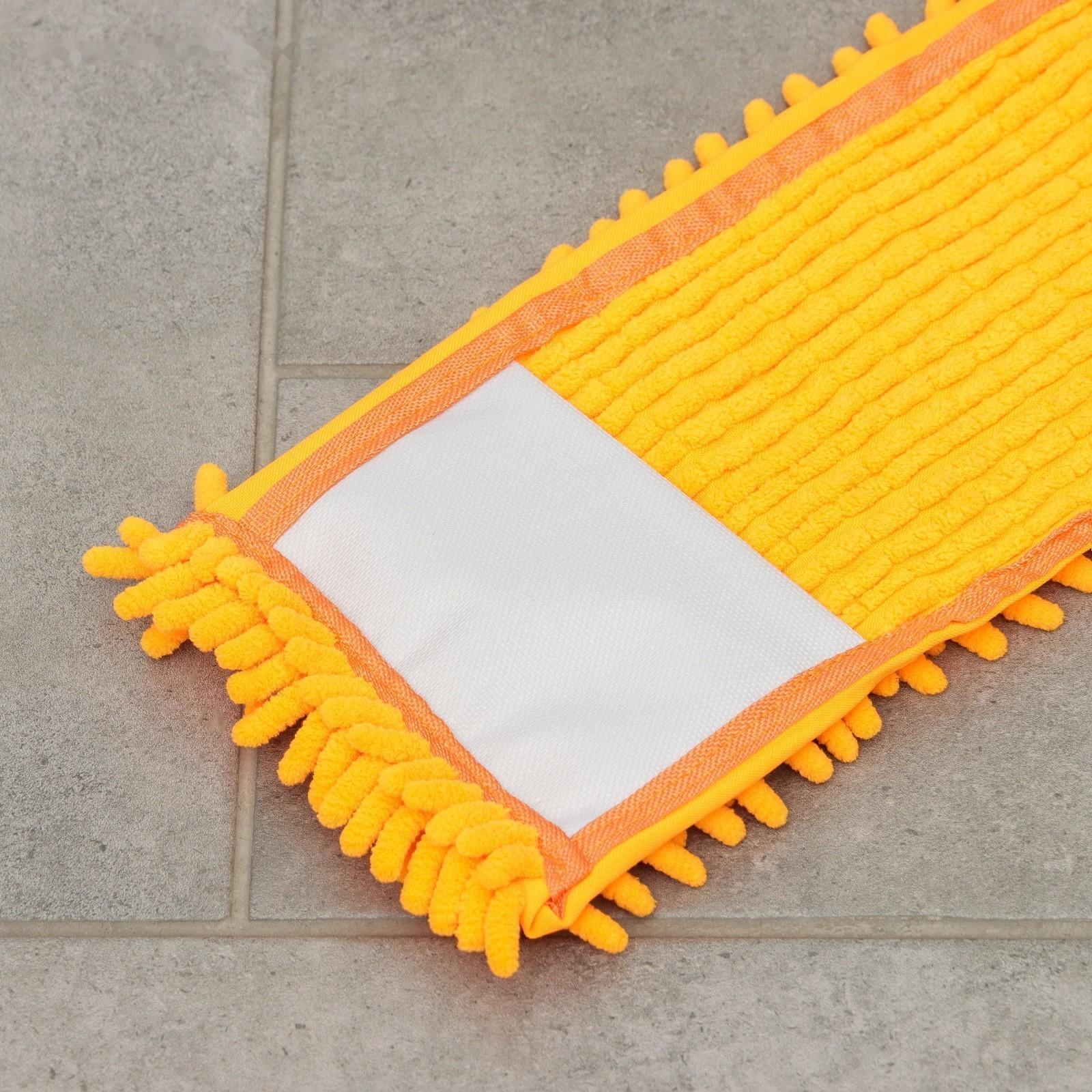 Насадка для плоской швабры Доляна, 43×13 см, 80 гр, микрофибра букли, цвет оранжевый