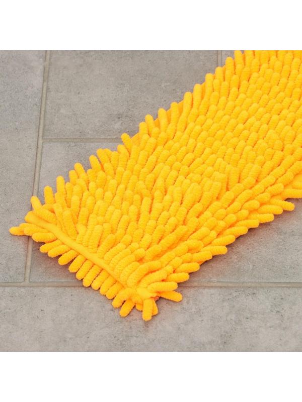 Насадка для плоской швабры Доляна, 43×13 см, 80 гр, микрофибра букли, цвет оранжевый