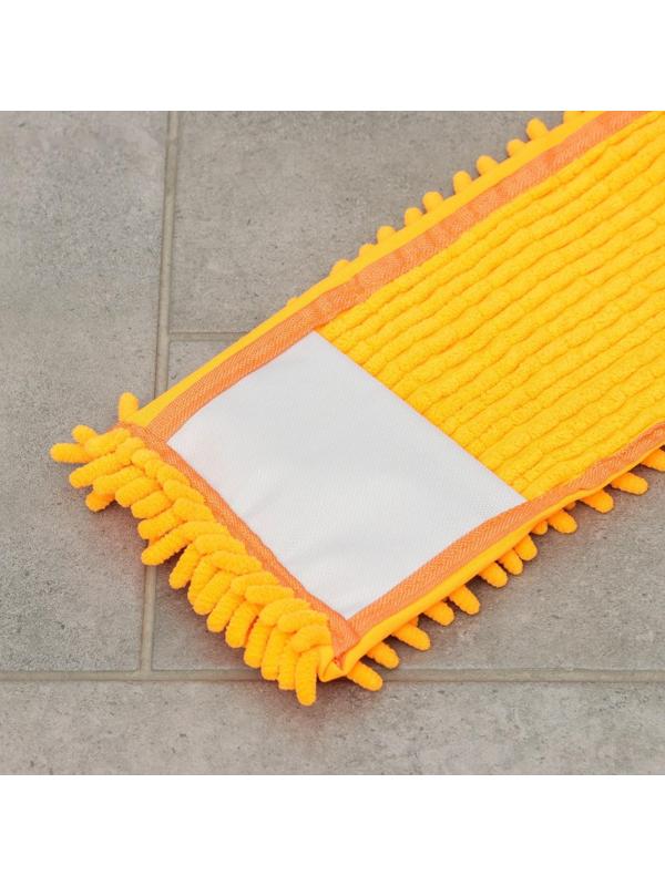 Насадка для плоской швабры Доляна, 43×13 см, 80 гр, микрофибра букли, цвет оранжевый