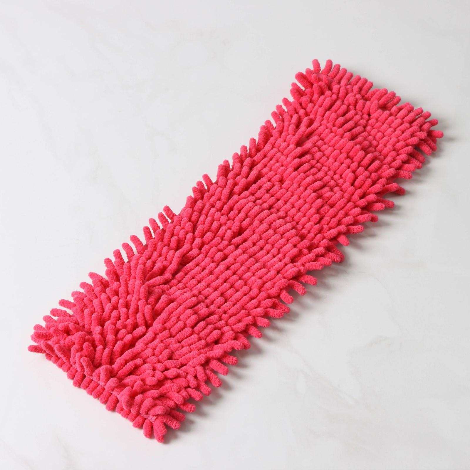 Насадка для плоской швабры Доляна, 43×13 см, 80 гр, микрофибра букли, цвет красный