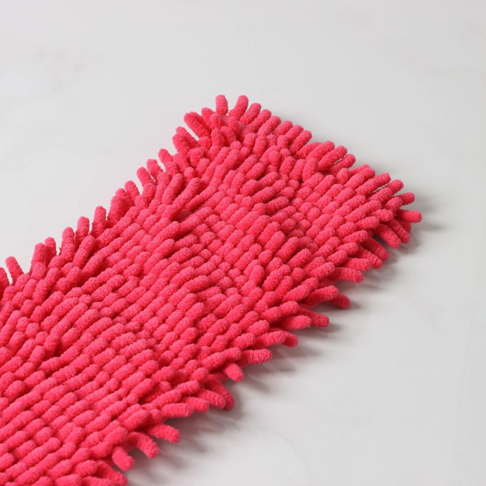 Насадка для плоской швабры Доляна, 43×13 см, 80 гр, микрофибра букли, цвет красный