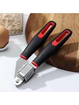 Пресс для чеснока Доляна Digma, 21 см, нержавеющая сталь, цвет чёрный, красный