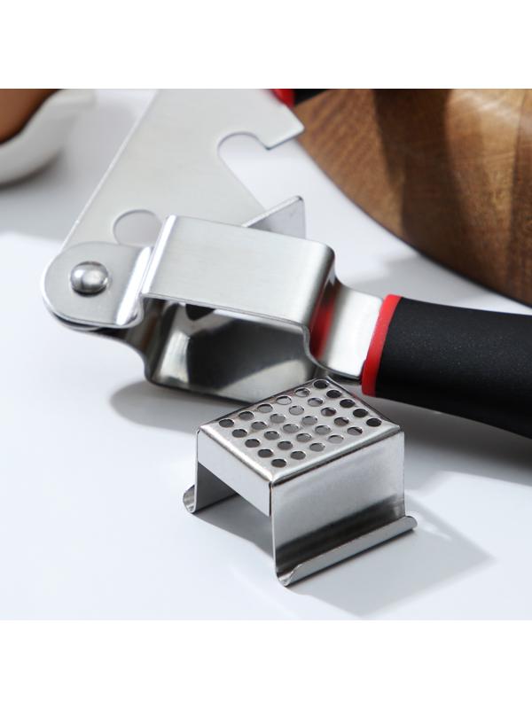 Пресс для чеснока Доляна Digma, 21 см, нержавеющая сталь, цвет чёрный, красный