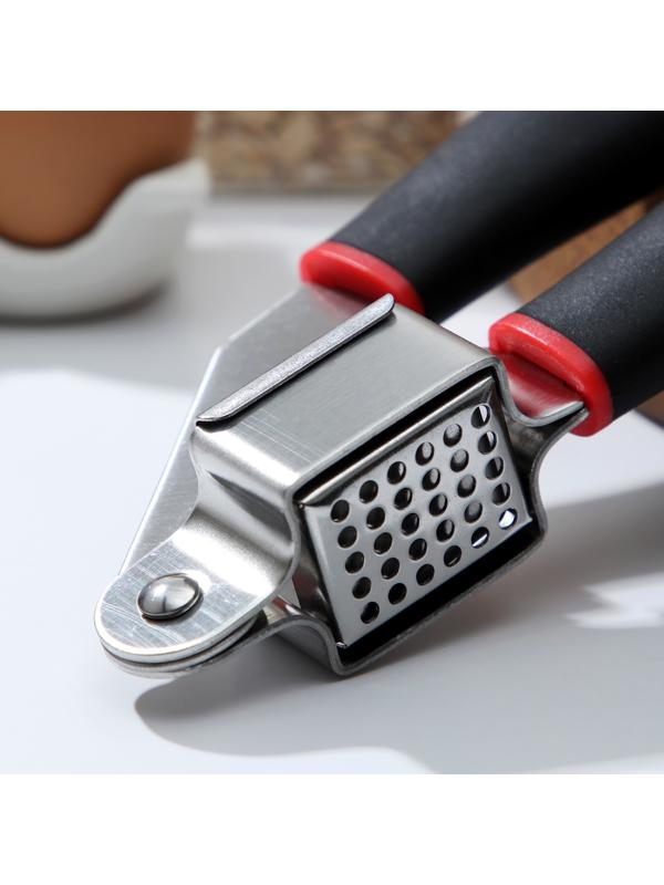 Пресс для чеснока Доляна Digma, 21 см, нержавеющая сталь, цвет чёрный, красный