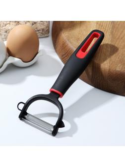 Овощечистка Доляна Digma, 17 см, нержавеющая сталь, цвет чёрный, красный