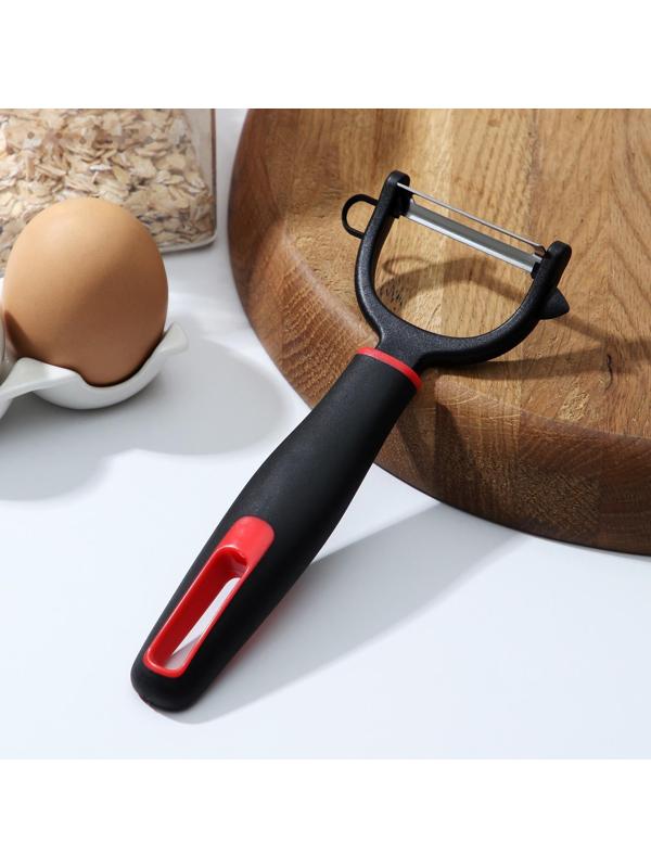 Овощечистка Доляна Digma, 17 см, нержавеющая сталь, цвет чёрный, красный