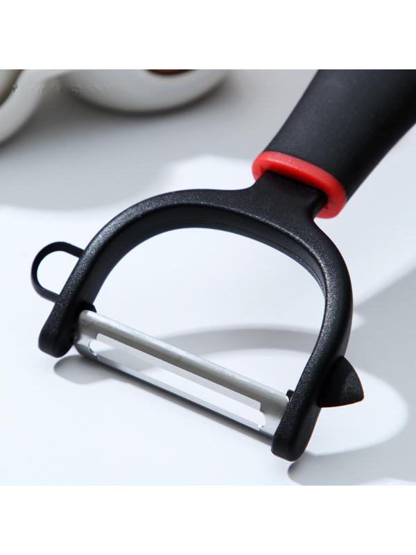 Овощечистка Доляна Digma, 17 см, нержавеющая сталь, цвет чёрный, красный