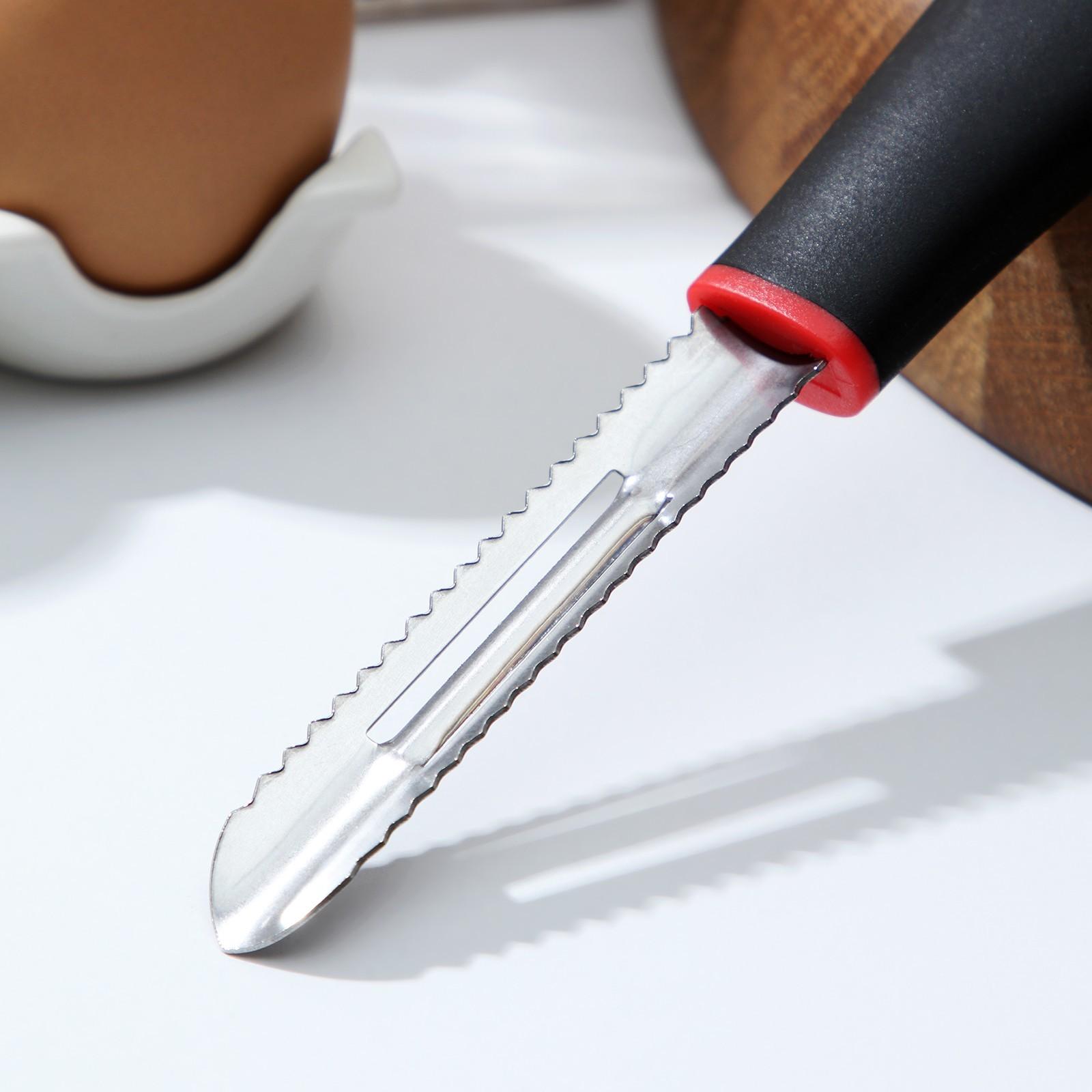 Овощечистка Доляна Digma, 21 см, нержавеющая сталь, цвет чёрный, красный