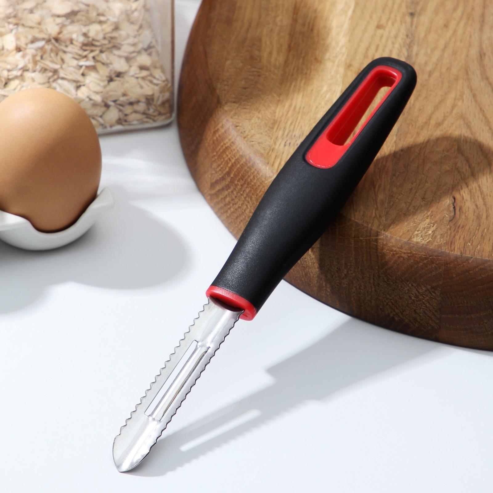 Овощечистка Доляна Digma, 21 см, нержавеющая сталь, цвет чёрный, красный