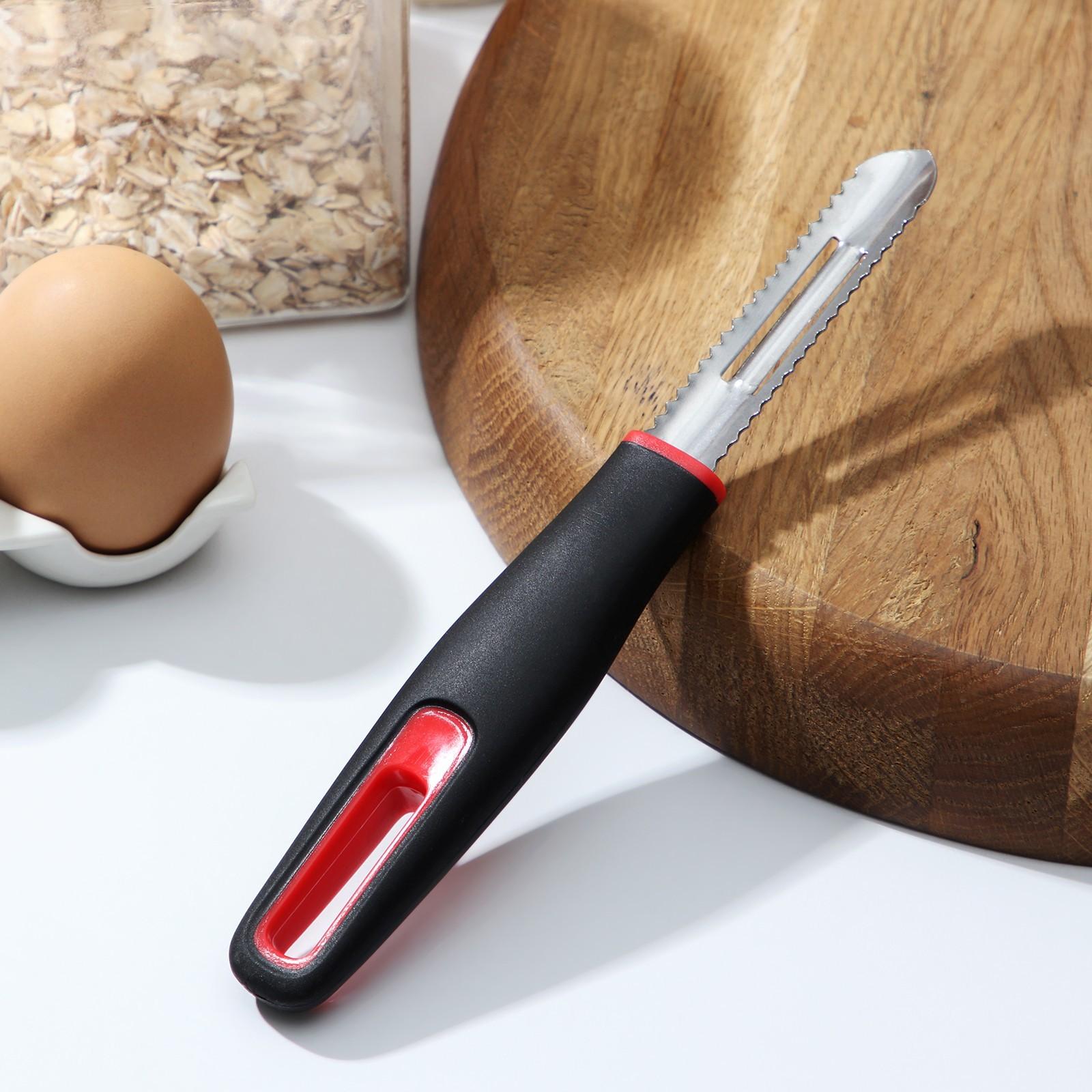 Овощечистка Доляна Digma, 21 см, нержавеющая сталь, цвет чёрный, красный