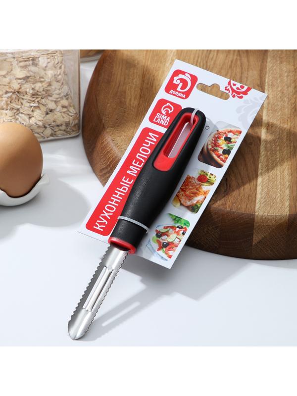 Овощечистка Доляна Digma, 21 см, нержавеющая сталь, цвет чёрный, красный