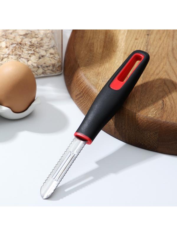 Овощечистка Доляна Digma, 21 см, нержавеющая сталь, цвет чёрный, красный