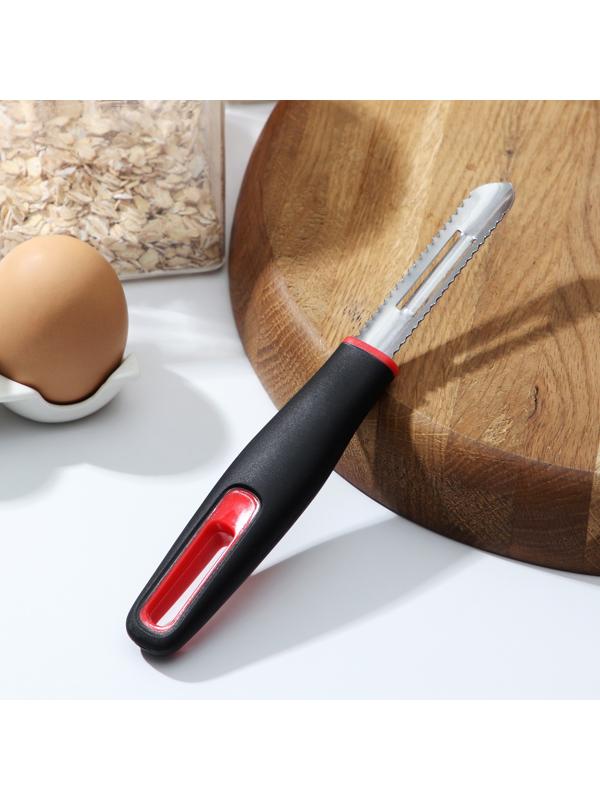 Овощечистка Доляна Digma, 21 см, нержавеющая сталь, цвет чёрный, красный