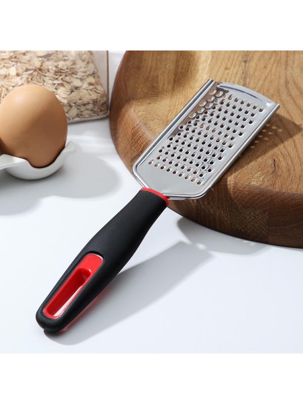 Терка с ручкой Доляна Digma, 24,5 см, нержавеющая сталь, цвет чёрный, красный