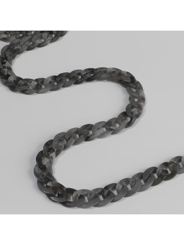 Цепочка для сумки, пластиковая, 23 × 17 мм, 120 см, цвет серый агат