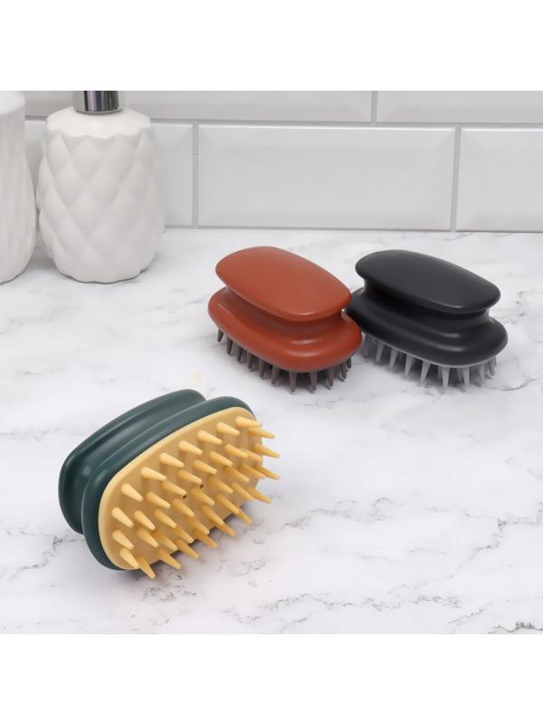 Щётка-массажёр для мытья головы, 10 × 6 × 6,2 см, в блистере, цвет МИКС