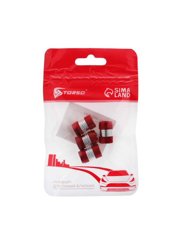 Колпачок на вентиль TORSO, красный, набор 4 шт