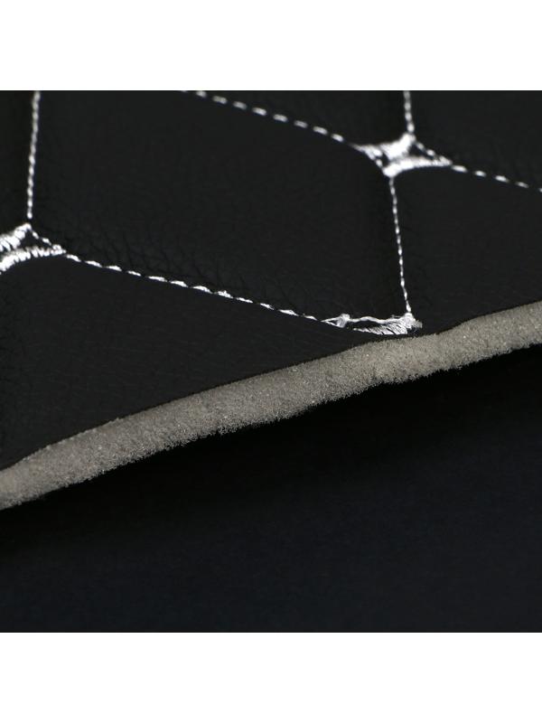 Обшивка салона авто 100×160×0,7 см, кожзам/поролон, ромб, белая строчка