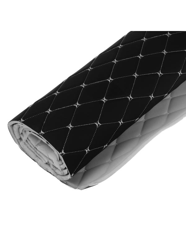 Обшивка салона авто 100×160×0,7 см, кожзам/поролон, ромб, белая строчка