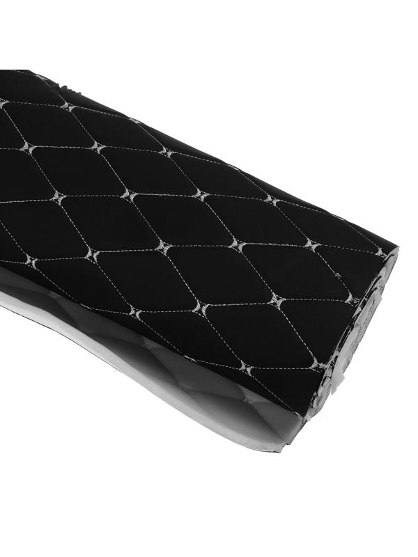 Обшивка салона авто 100×160×0,7 см, кожзам/поролон, ромб, белая строчка