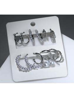 Серьги-кольца набор 6 пар 