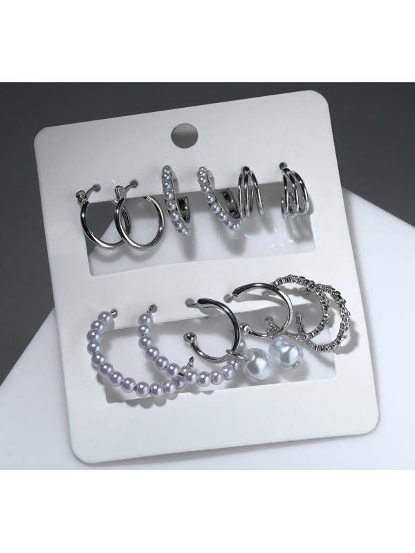 Серьги-кольца набор 6 пар 
