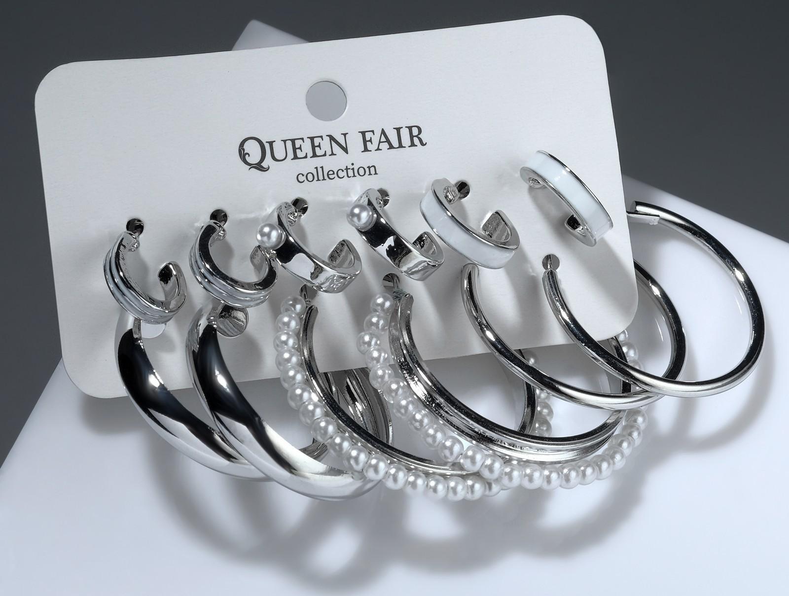 Серьги-кольца набор 6 пар 