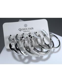 Серьги-кольца набор 6 пар 