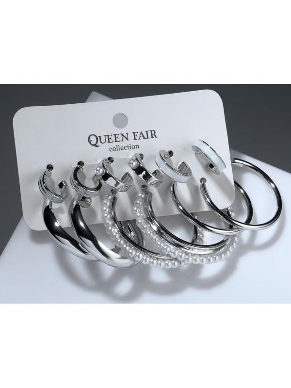 Серьги-кольца набор 6 пар 