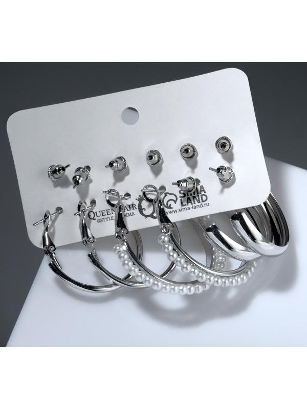 Серьги-кольца набор 6 пар 