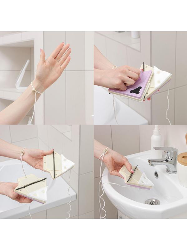 Магнитная щётка для мытья окон с двух сторон Доляна, треугольная, с водосгоном, на стекло 8-15 мм