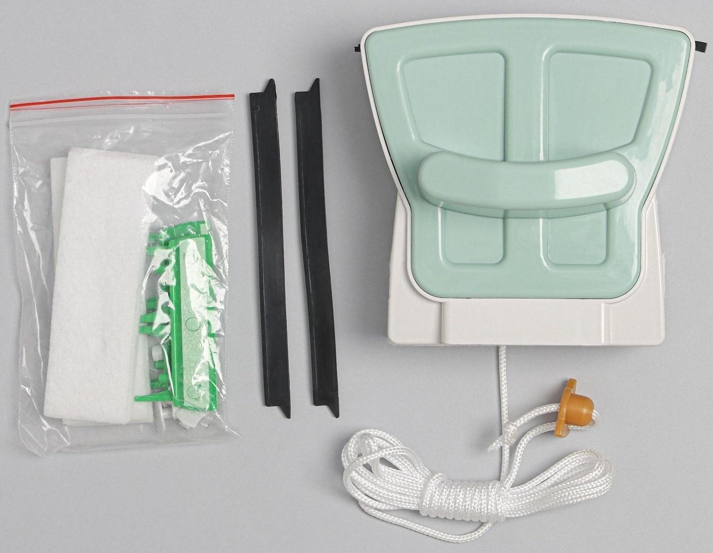 Магнитная щётка для мытья окон с двух сторон Доляна, прямоугольная, с водосгоном и скребком, на стекло 15-24 мм